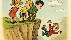 Witz: Alle Kinder schauen in die Schlucht