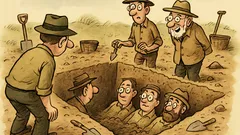 Witz: Archäologen finden unerfahrene Archäologen im Sand