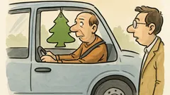 Witz: Ein Mann fährt mit Duftbaum