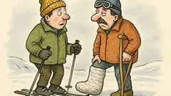 Witz: Zwei Skiclubmitglieder, eins mit Gipsbein…