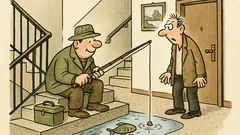 Witz: Ich sah einen Angler im Treppenhaus…