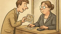 Witz: Ein Mann verlangt Sondermarken ohne Preis