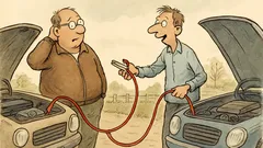 Witz: Längere Starthilfekabel – dann springt er an