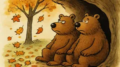 Witz: Zwei Bären warten auf den Blattkleber