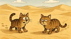 Witz: Zwei Katzen gehen durch die Wüste