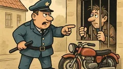 Witz: Polizist stoppt rasenden Motorradfahrer