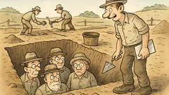 Witz: Bei Ausgrabungen entdeckten Archäologen Archäologen