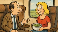 Witz: Ein Mann im Zug fragt…