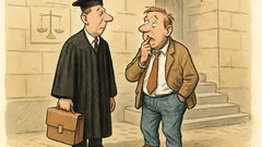 Witz: Nach verlorenem Prozess sucht er Ausreden