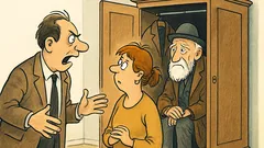 Witz: Außer sich fährt der Mann an