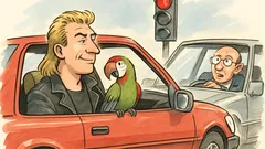 Witz: Mantafahrer mit Papagei an Ampel