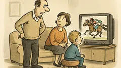 Witz: Unser Kleiner schaut Galopprennen im TV