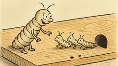 Witz: Holzwurmmutter ruft: Husch ins Brettchen!