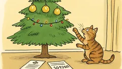Witz: Weihnachtsbaum für Katzenhalter: unten nichts