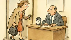 Witz: Die Sekretärin kommt zu spät