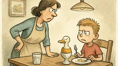 Witz: „Mami, Mami, das Ei schmeckt nicht“