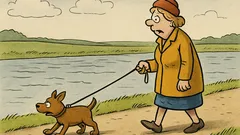 Witz: Bettina geht mit Hund am Fluss