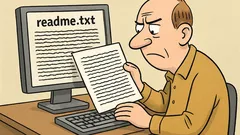 Witz: Ein Testleser öffnet readme.txt und stöhnt