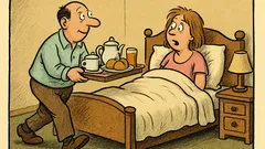 Witz: Ein Frühstücks-ins-Bett-Bringer klingelt