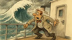 Witz: Haushohe Wellen überrollen das Deck…