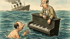 Witz: Nach dem Schiffbruch schwimmt ein Klavier
