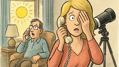 Witz: Blonde schaut durchs Teleskop in die Sonne